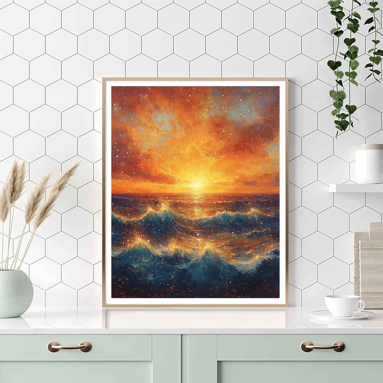 J.M.W. Turner Inspired Golden Hour Seascape  Paint By Number