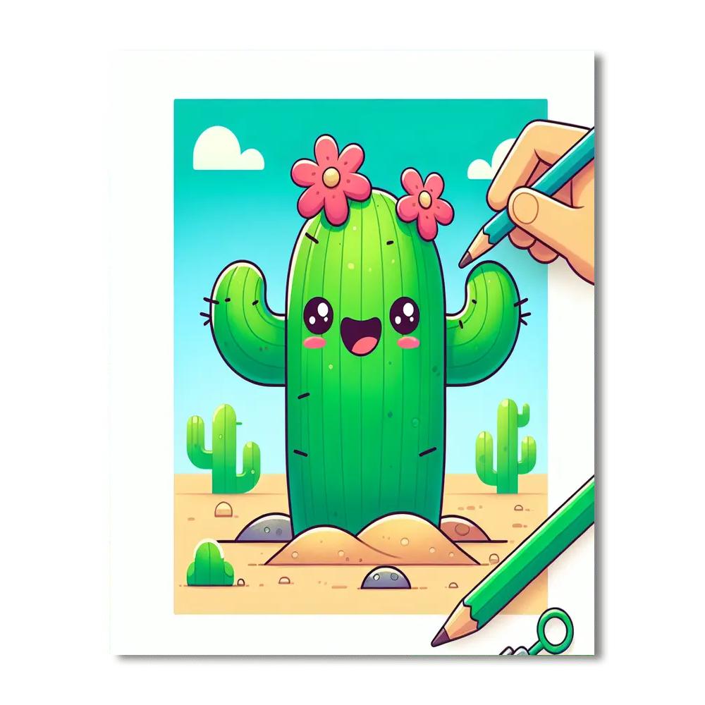 Funny Cactus Painting By Numbers Kit