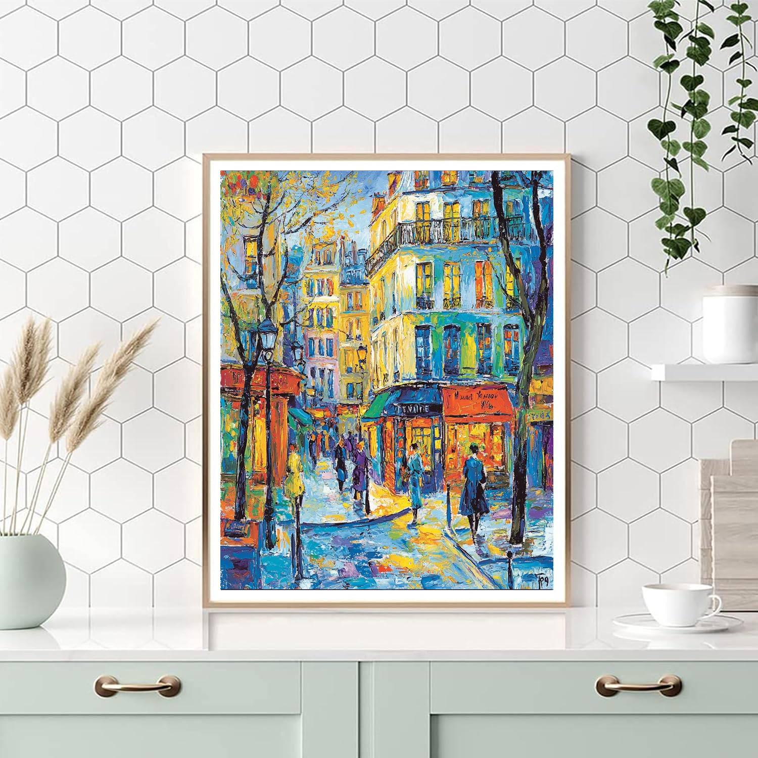Maurice Utrillo Inspired Bohemian Paris Streets  Number Painting