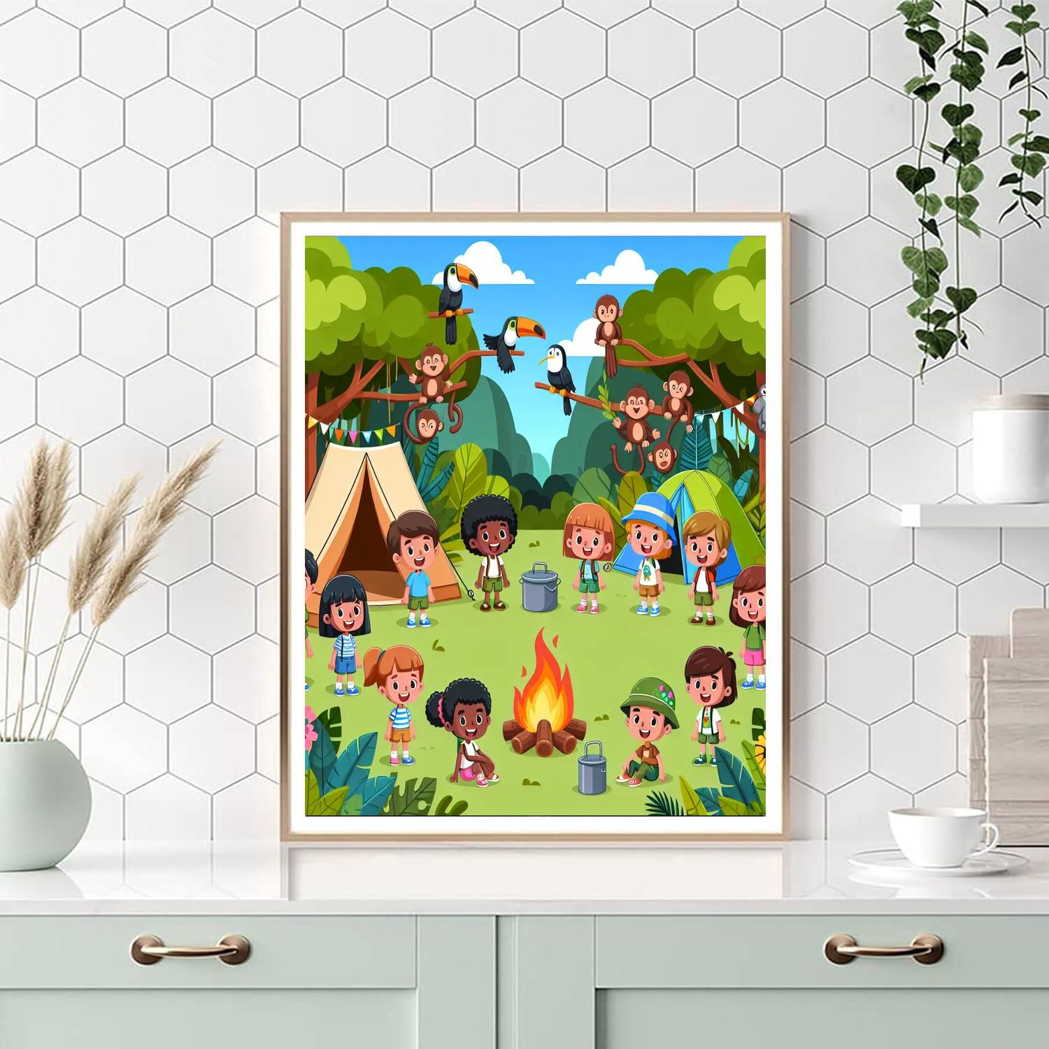 Jungle Safari Camp Paint By Numbers