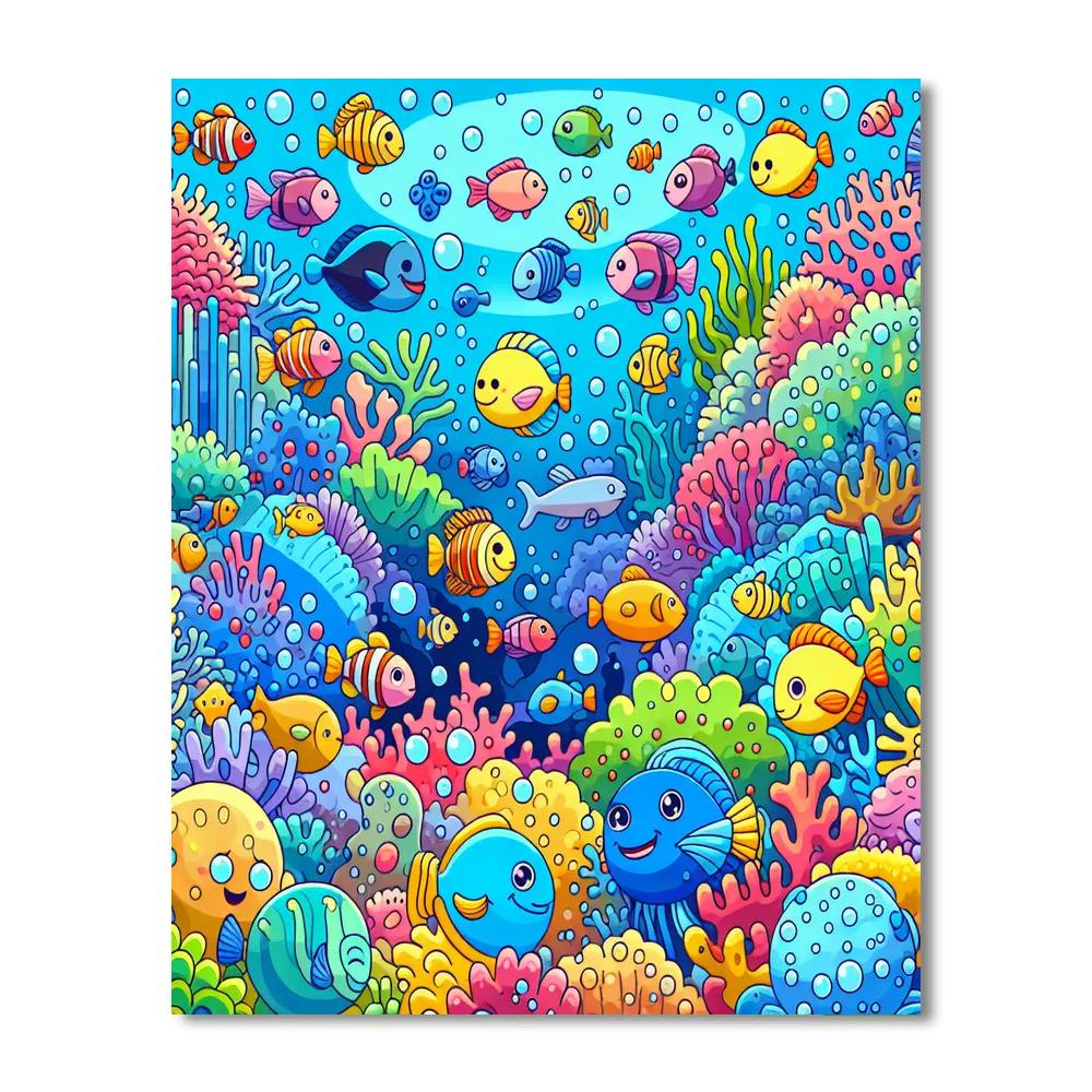 Playful Underwater Friends DIY Paint By Numbers