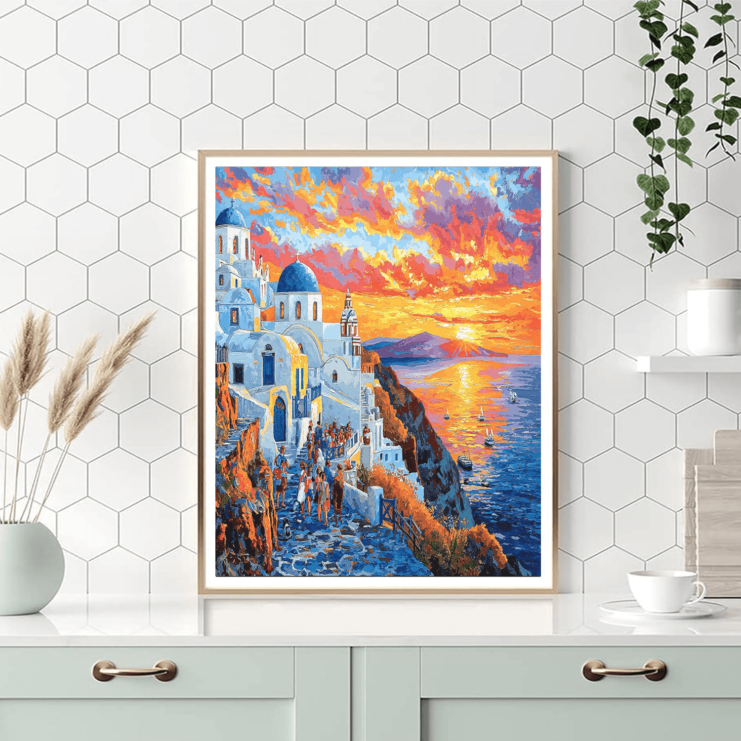 Santorini Sunset - Santorini, Greece Numbered Painting Kits