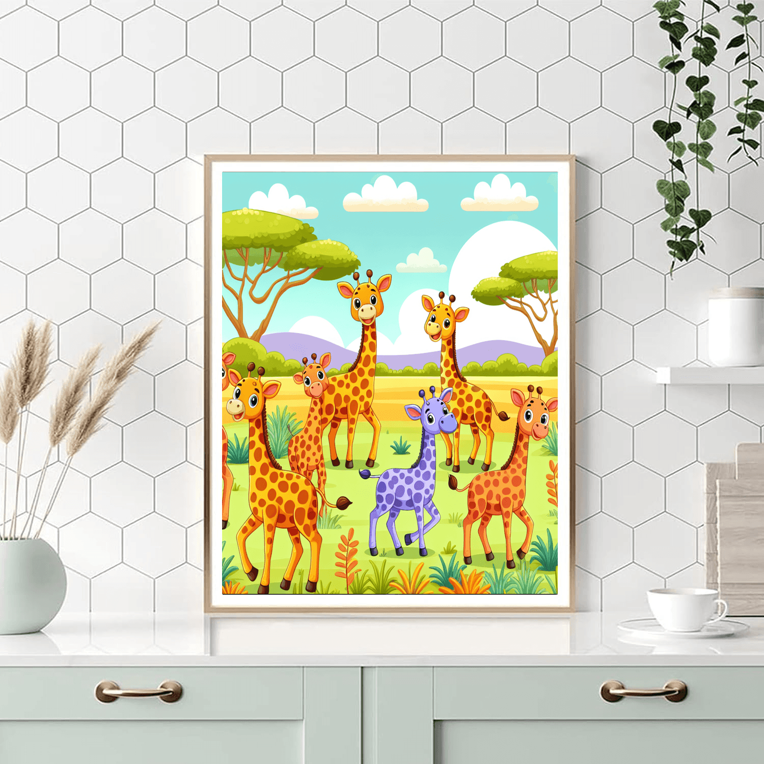 Giraffe Giggle Gathering Number Painting