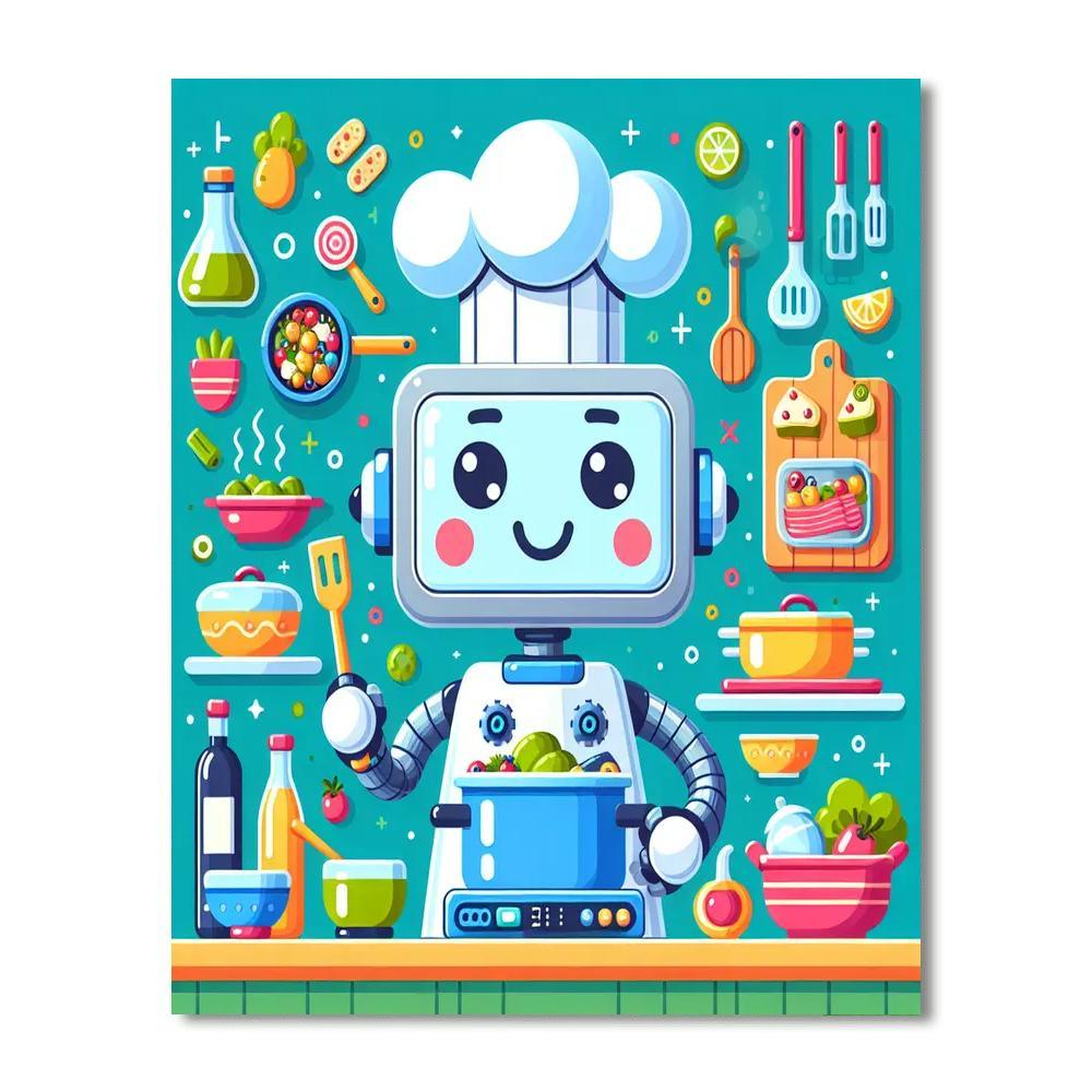 Friendly Robot Chef Paint By Number