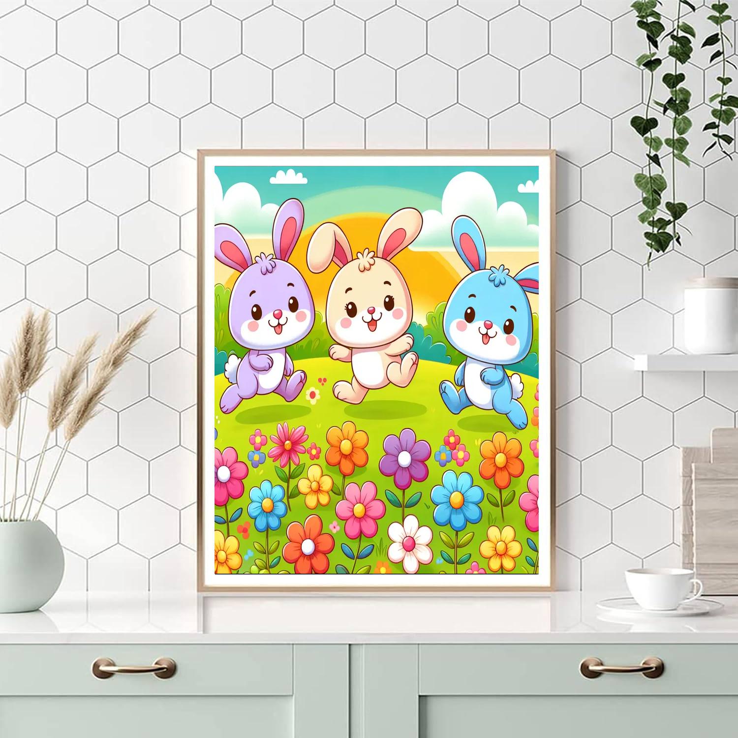 Happy Hopping Rabbits Number Painting