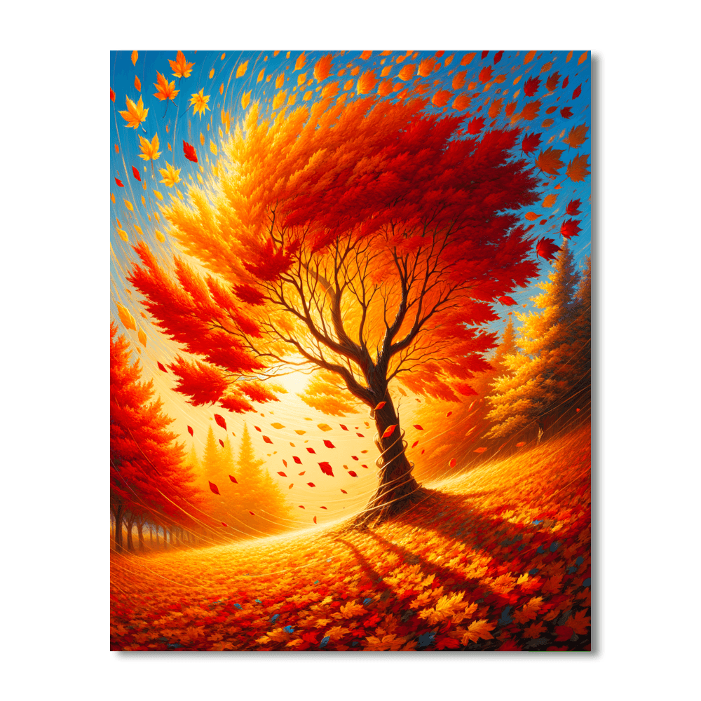 Dancing Autumn Leaves Paint By Numbers Art