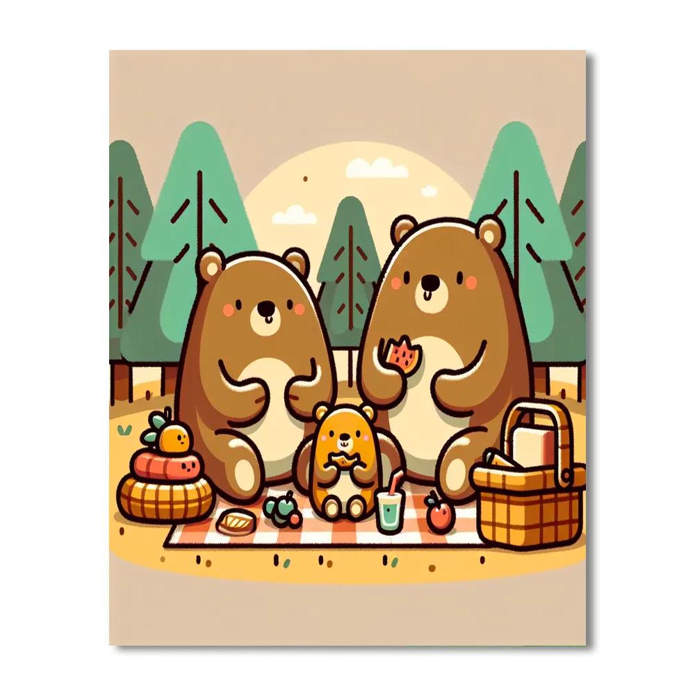 Blissful Bear Picnic Painting Number Kit