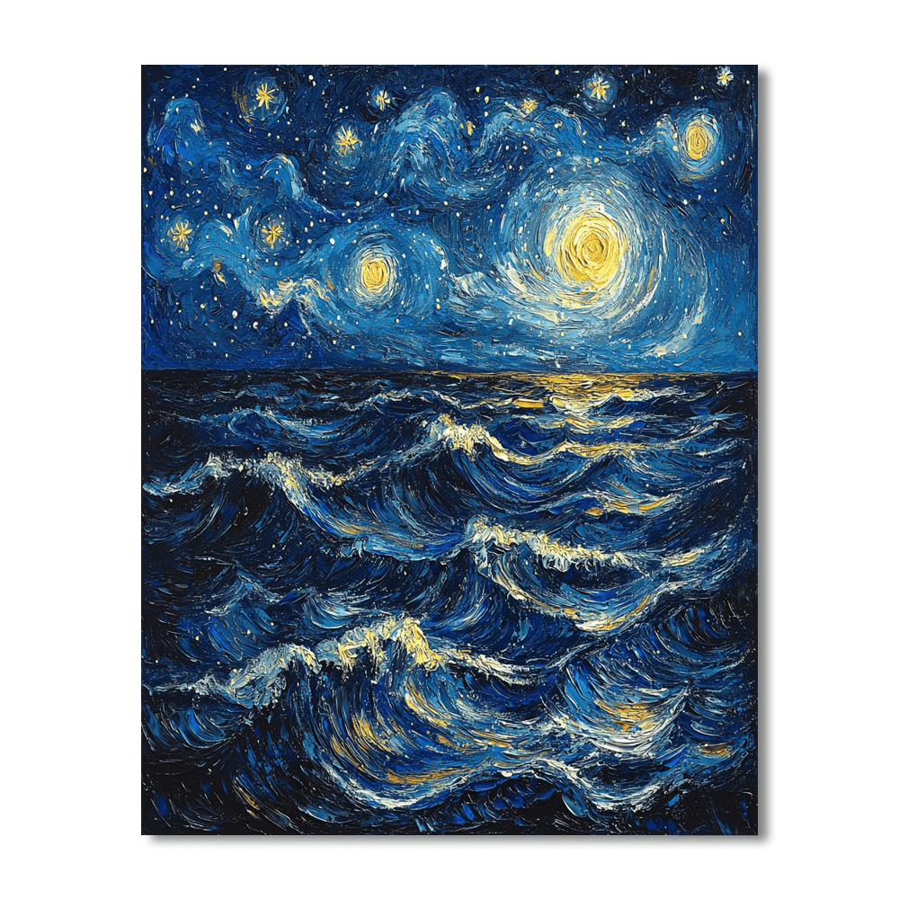Vincent Van Gogh Inspired Starry Ocean  Paint By Numbers Art