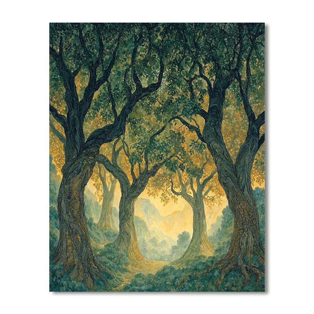 Michelangelo Inspired Ethereal Forest Whispers  Paint By Number