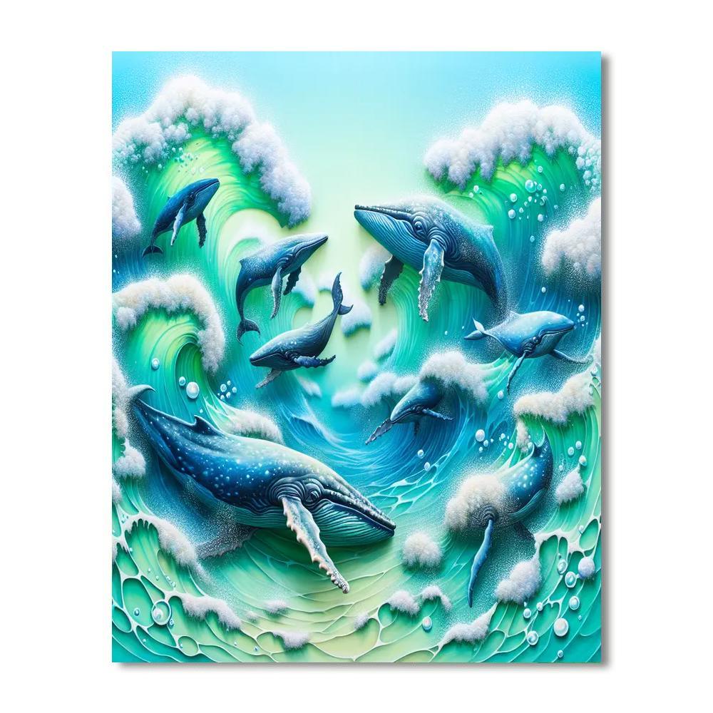 Wondrous Whales At Play Paint By Numbers Kits