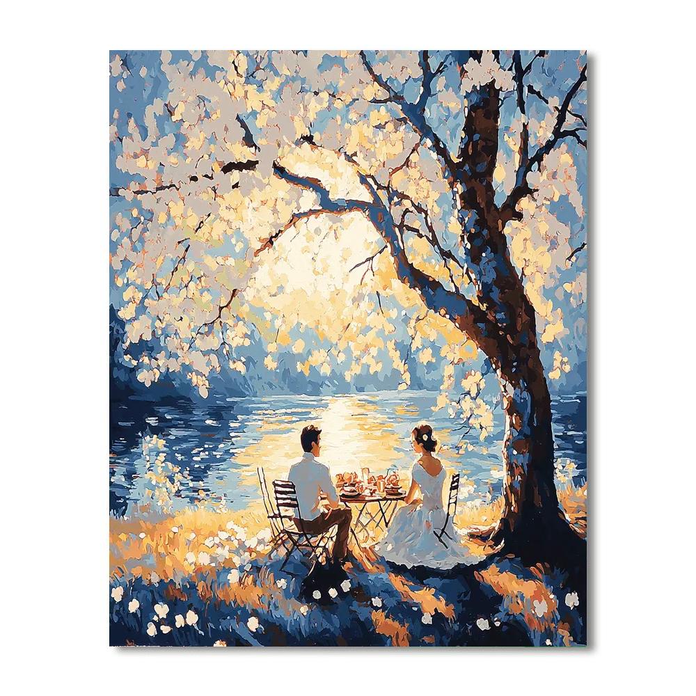 Claude Monet Inspired Under The Cherry Tree  Number Painting