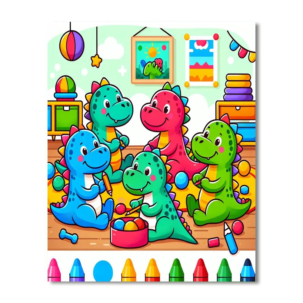 Playful Dino Daycare Paint By Numbers Art