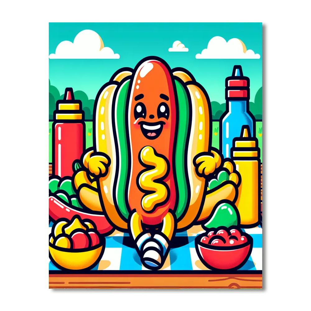 Happy Hotdog DIY Paint By Numbers