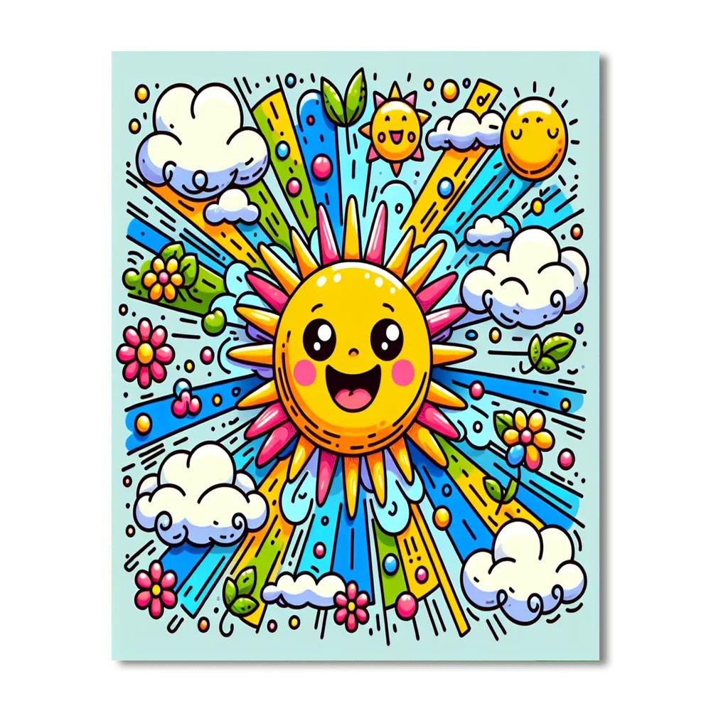 Happy Sun And Clouds Numbered Painting Kits