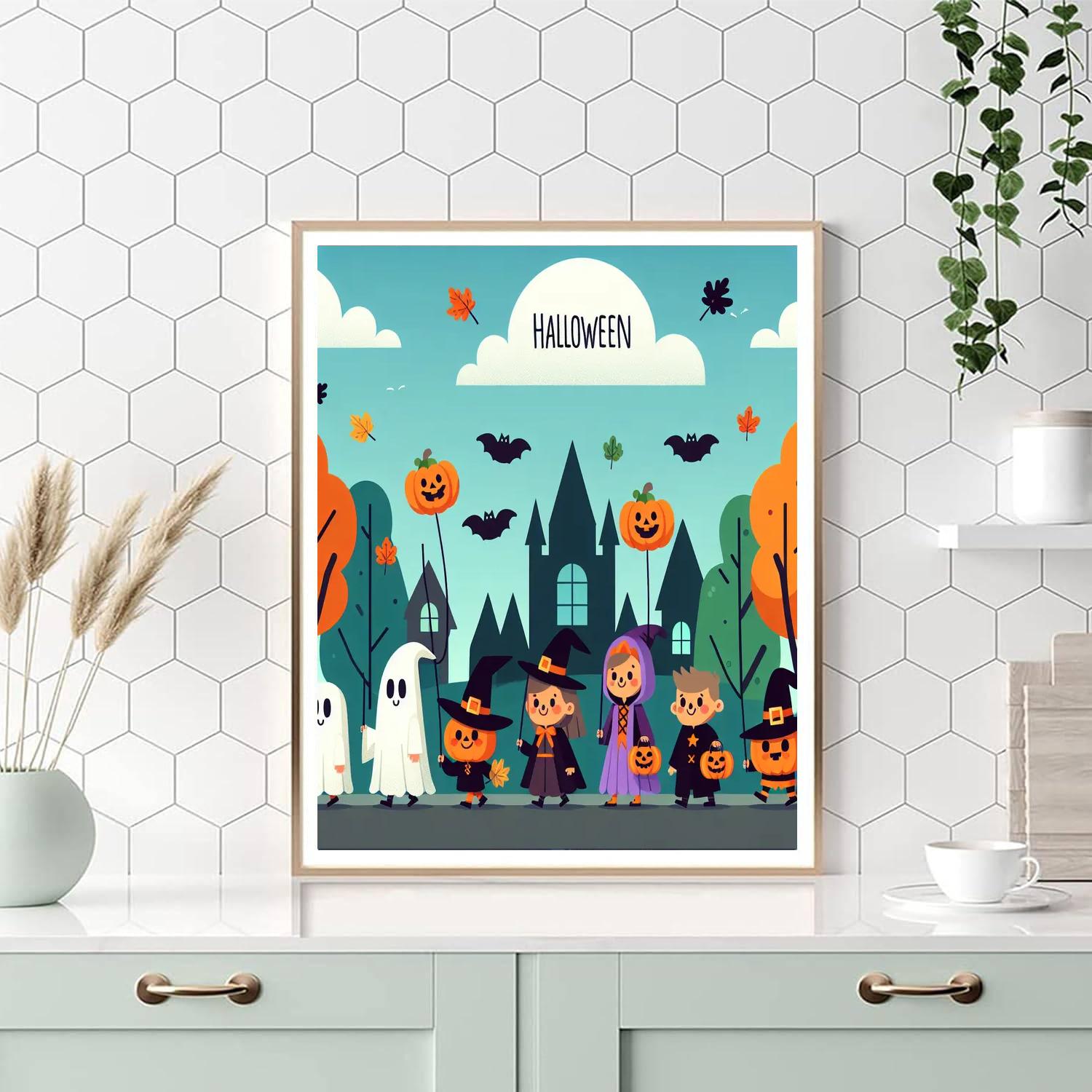 Cheerful Halloween Parade Paint By Numbers Art
