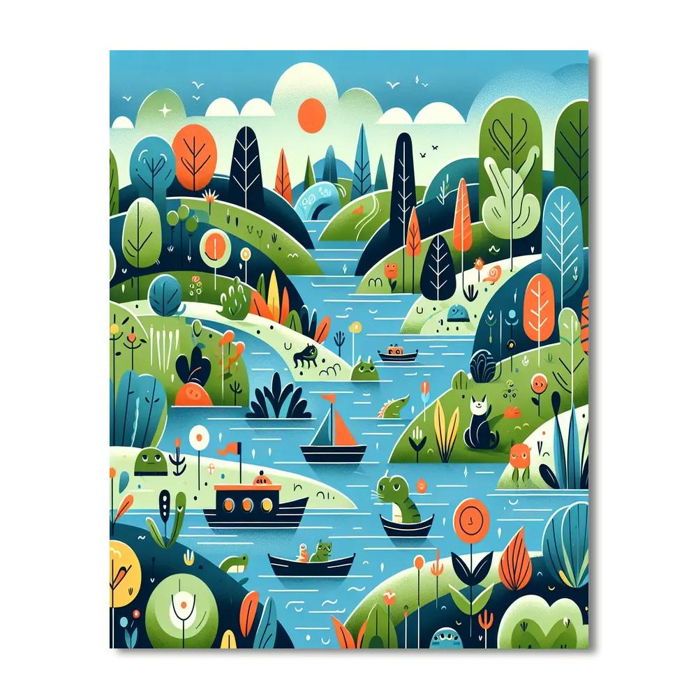 Enchanted River Voyage Painting Number Kit
