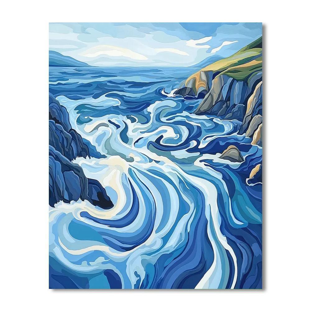 Abstract Expressionist Style Inspired Dynamic Ocean Currents  Paint By Numbers Kits