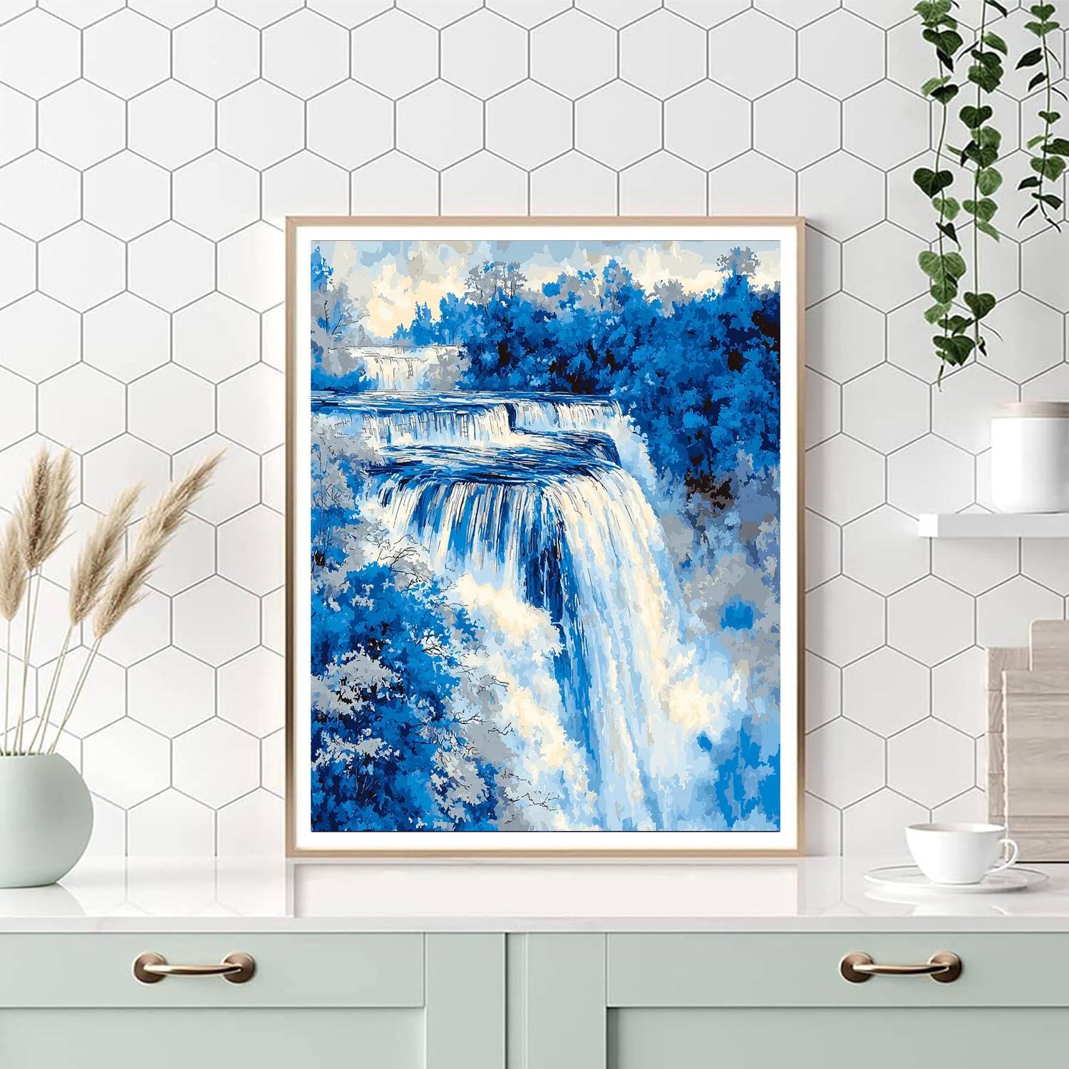 Leonardo Da Vinci Inspired Abstract Waterfalls  Paint By Numbers Art