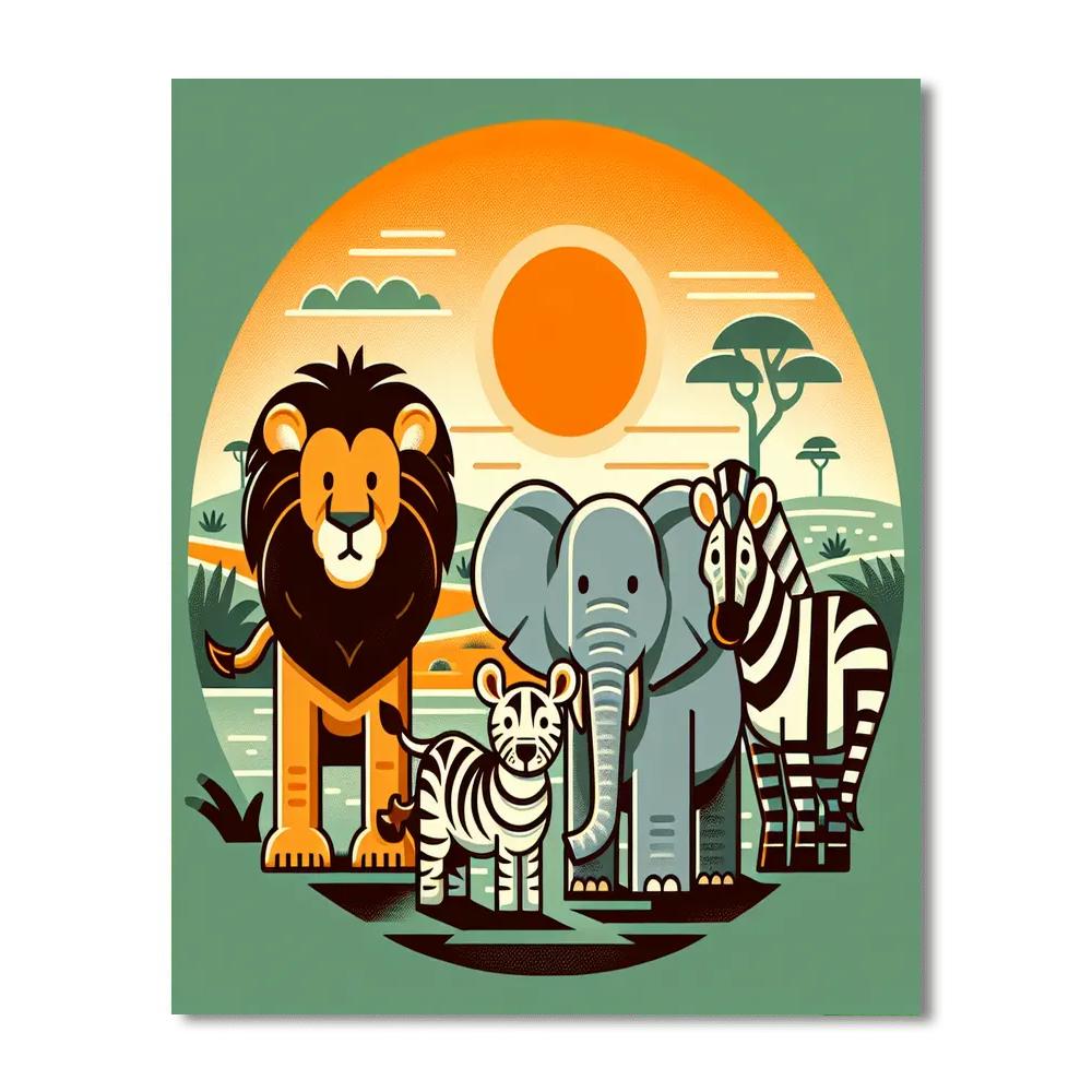 Adventure With Safari Animals Paint By Numbers Art