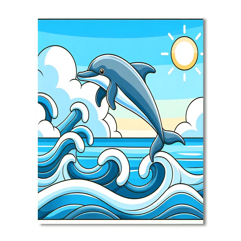 Majestic Dolphin Leap Painting Number Kit