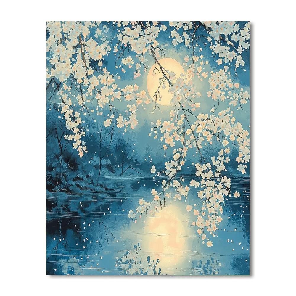 Utagawa Hiroshige Inspired Moonlit Blossoms Of Edo  Number Painting