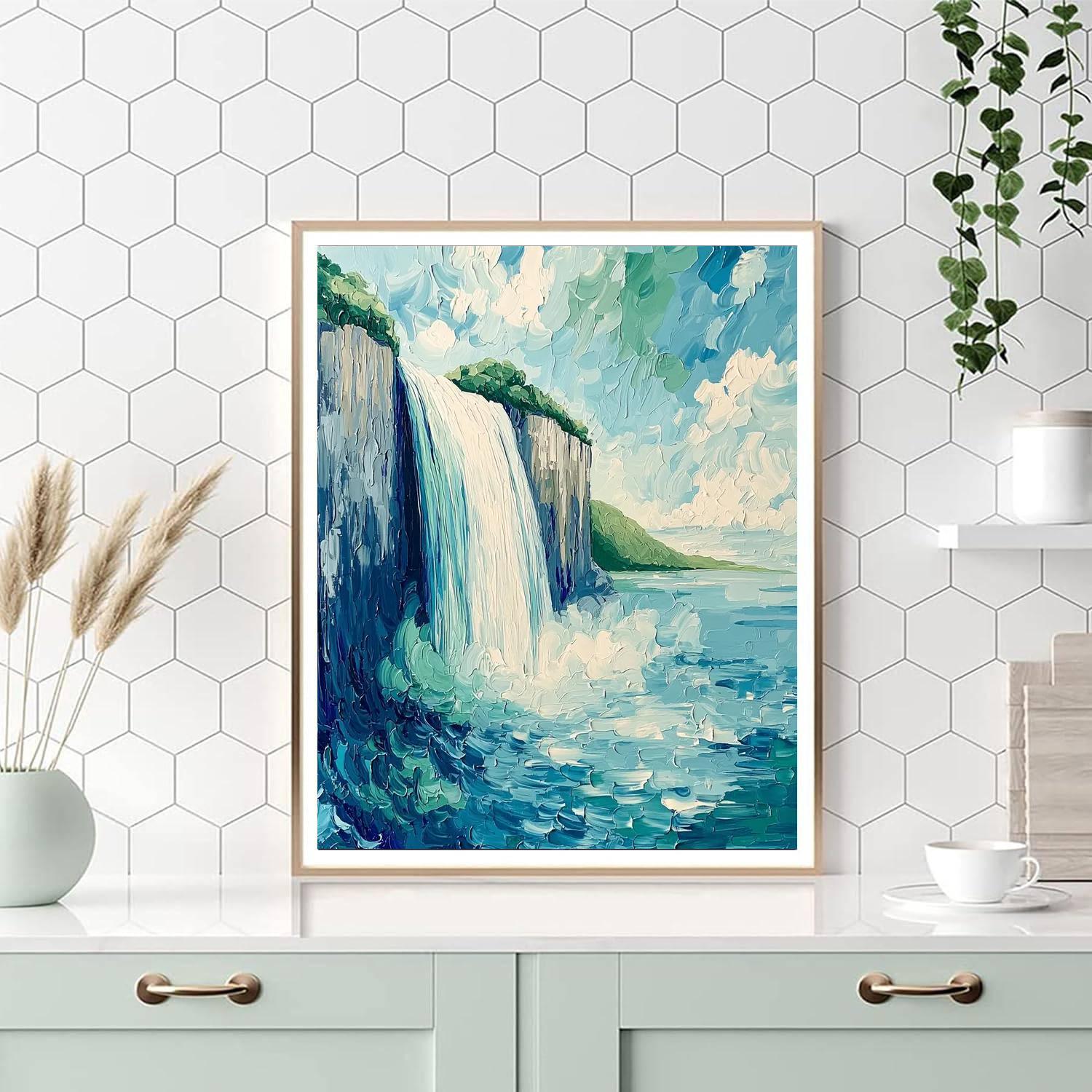 Edvard Munch Inspired Dreamy Waterfall Escape  Paint By Numbers