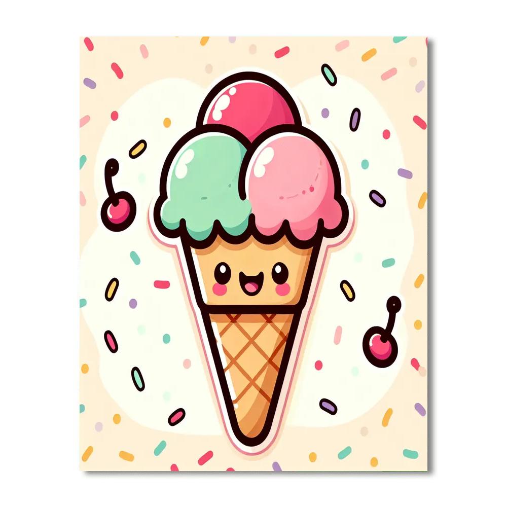 Sassy Ice Cream Cone Painting By Numbers Kit