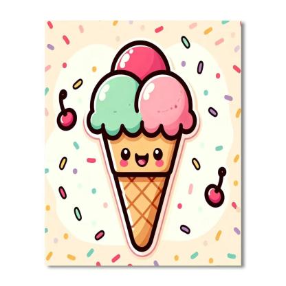 Sassy Ice Cream Cone Painting By Numbers Kit