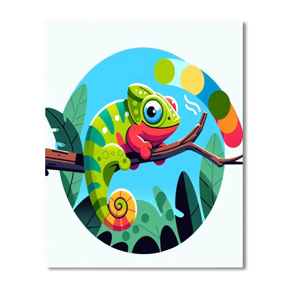 Cheerful Chameleon Challenge Paint By Numbers Art