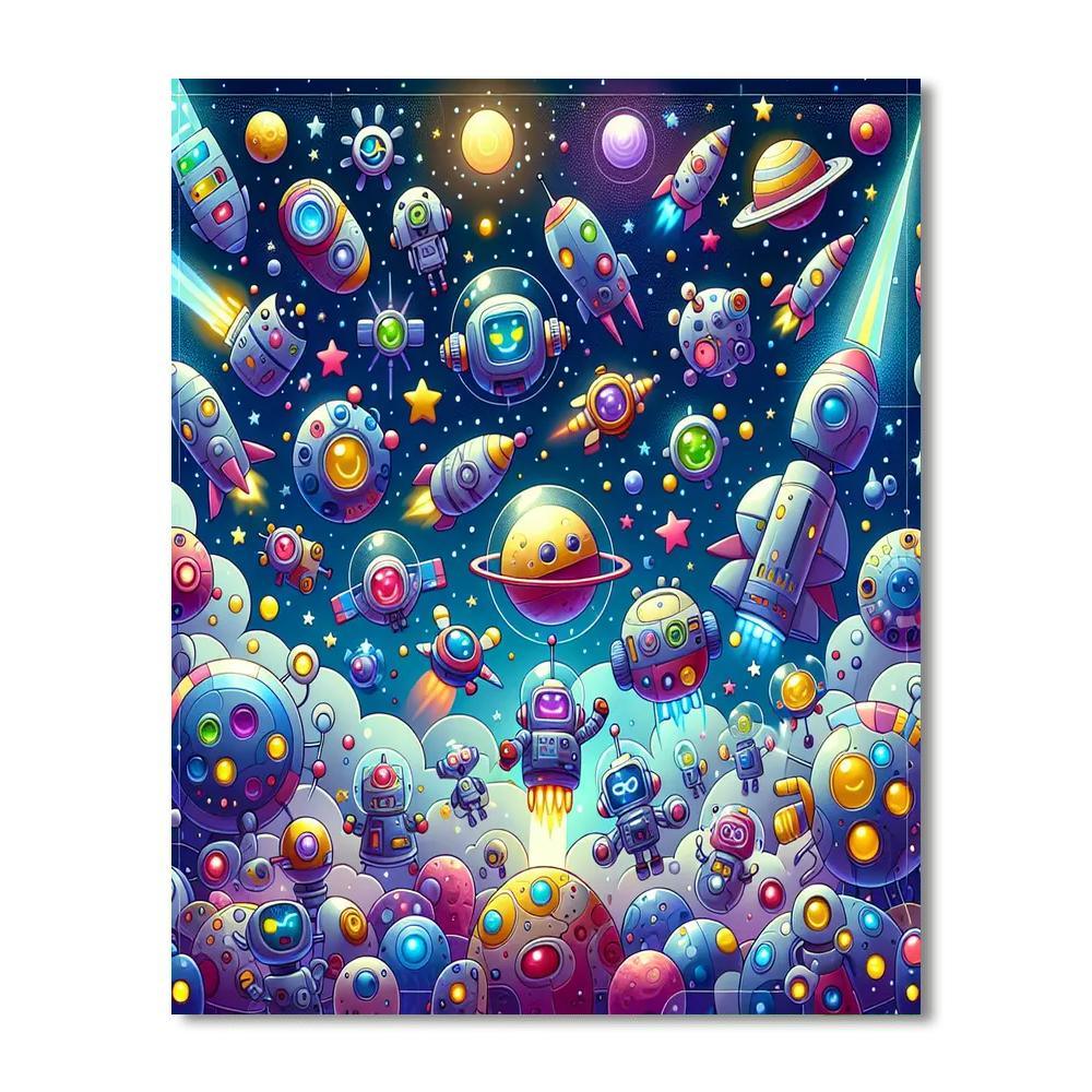 Cosmic Robot Explorers Painting By Numbers Kit