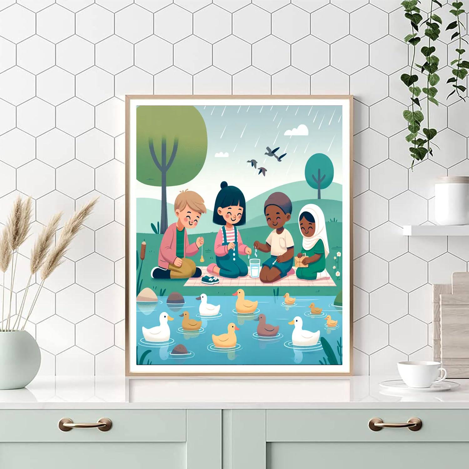 Peaceful Puddle Picnic Numbered Painting Kits