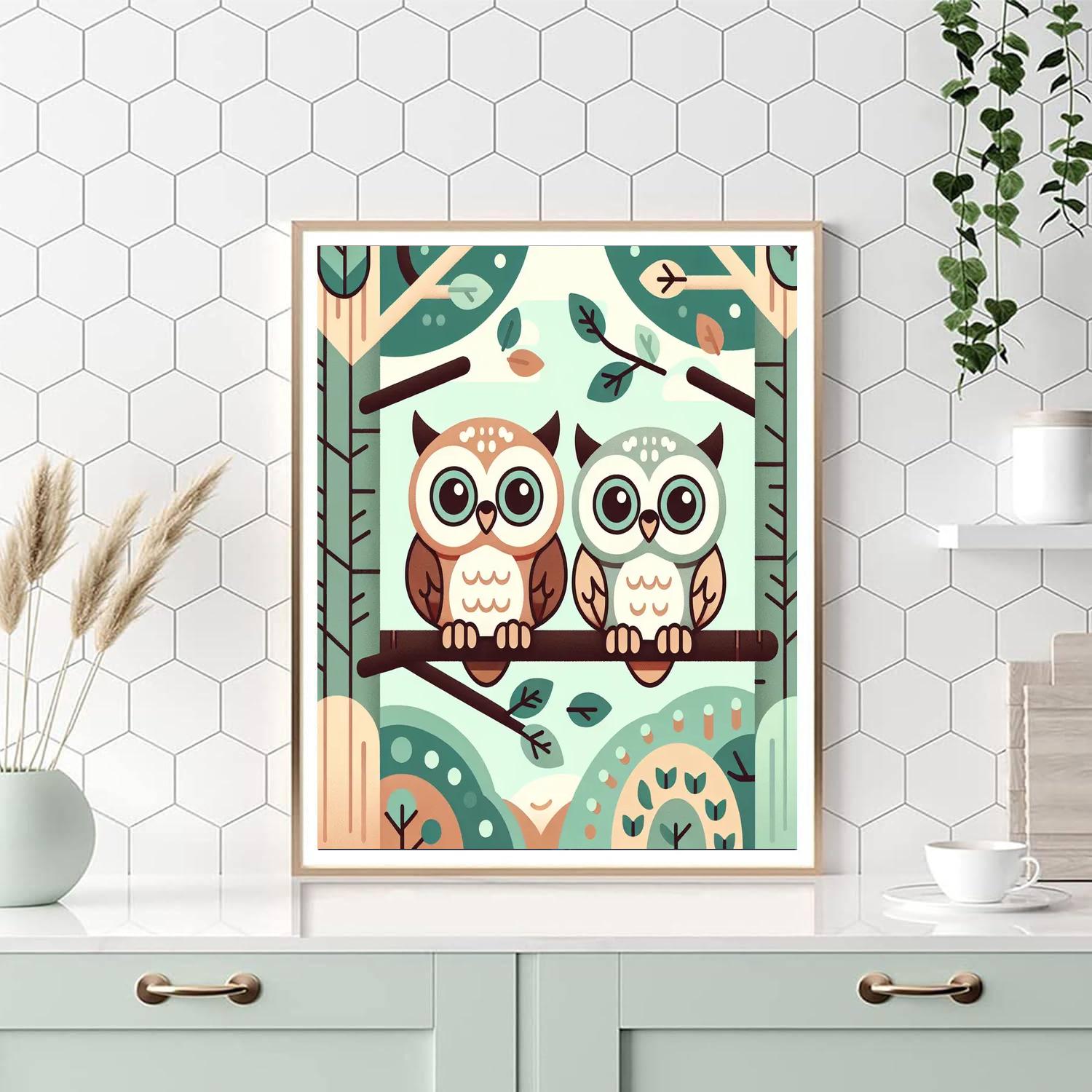 Friendly Forest Owls Painting By Numbers Kit