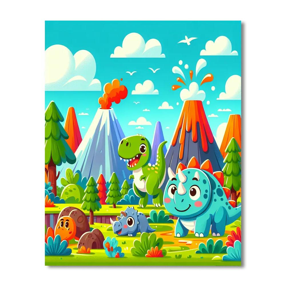 Friendly Dino Adventures Painting Number Kit