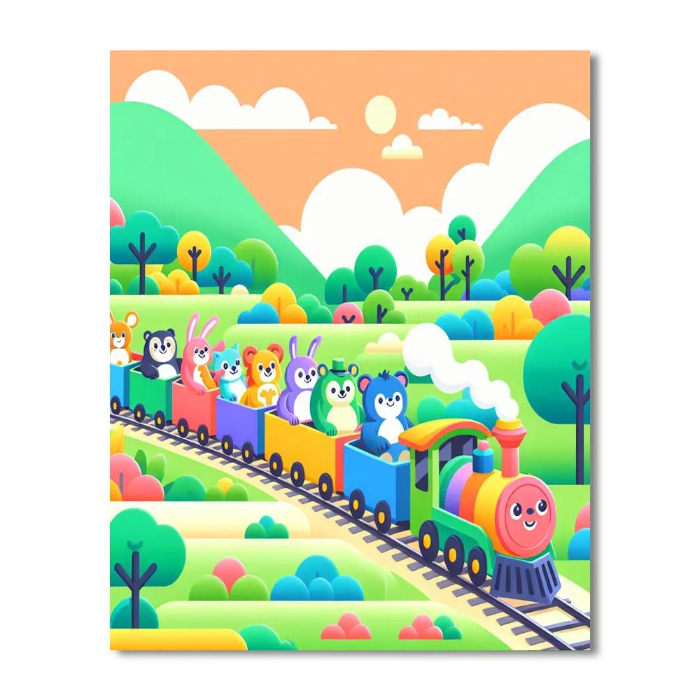 Merry Train Ride DIY Paint By Numbers