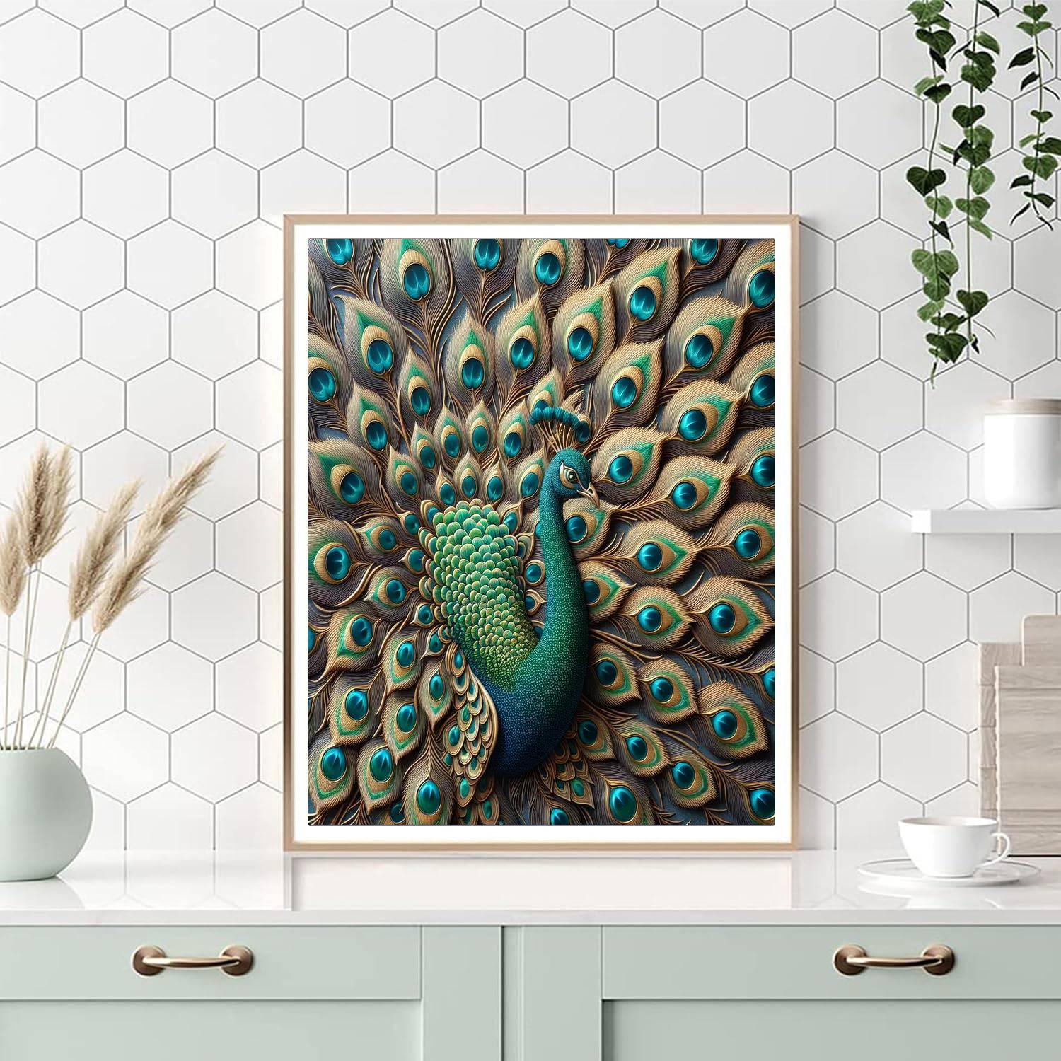 Elegant Peacock Majesty Numbered Painting Kits