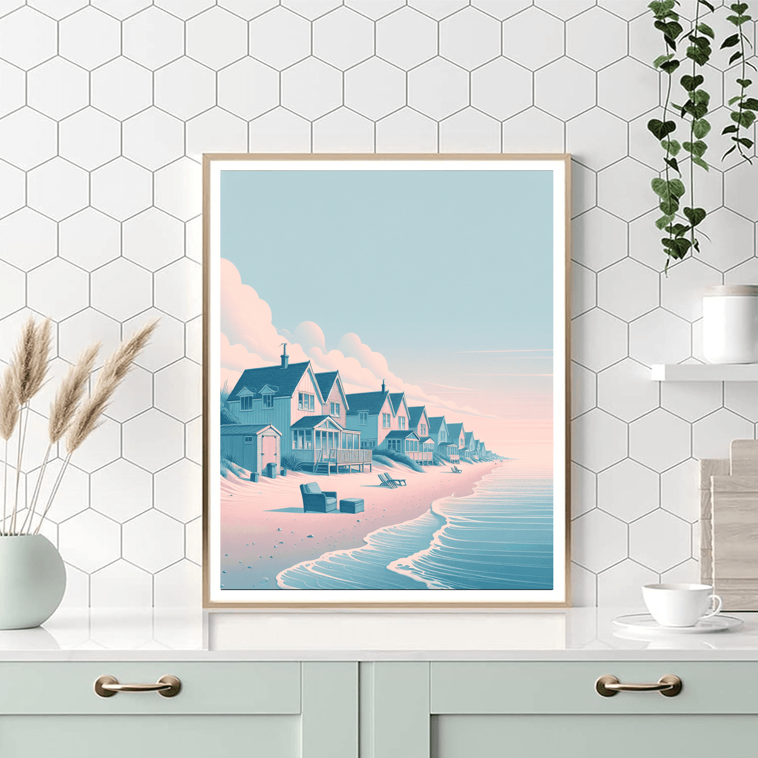 Charming Beachside Cottages Number Painting