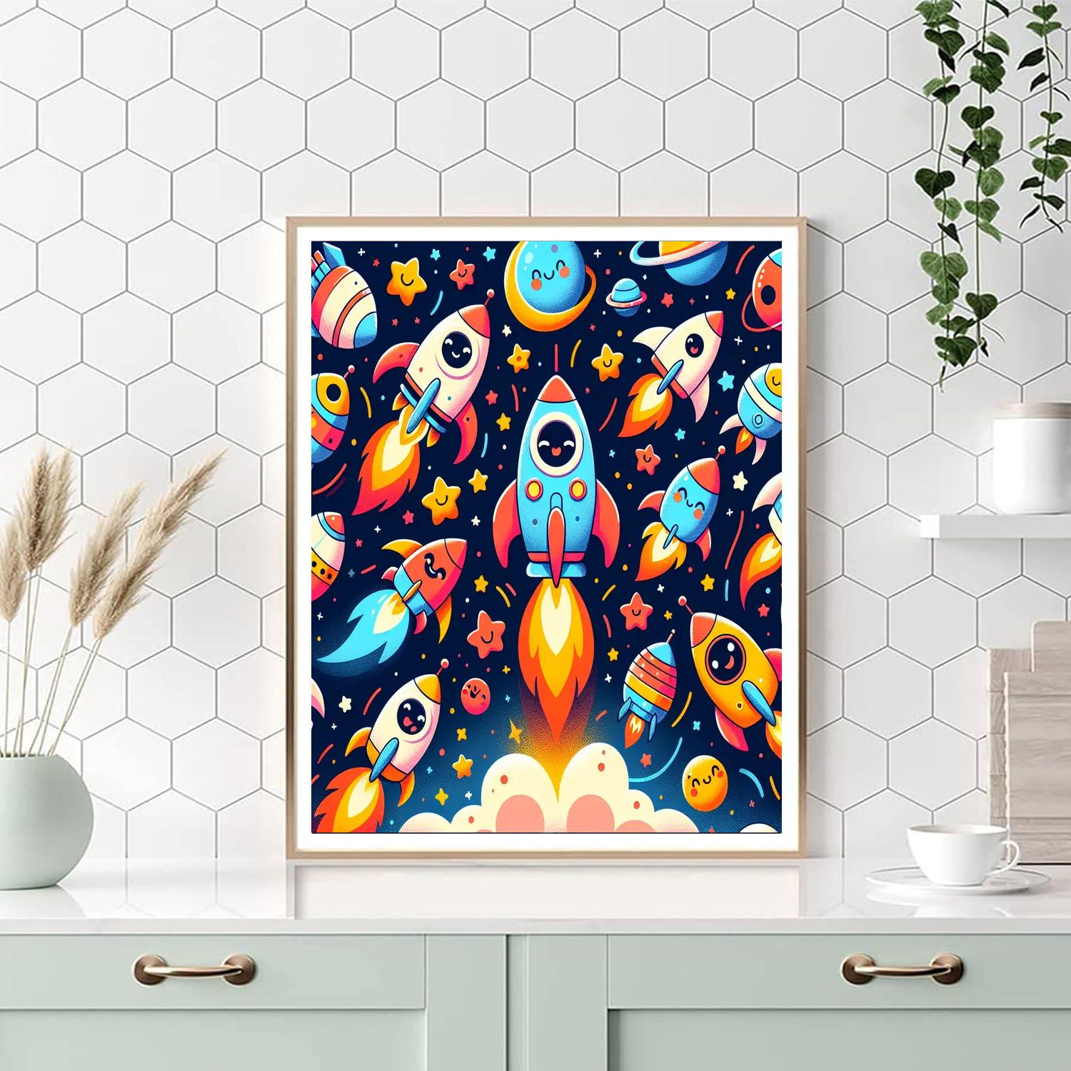 Space Race Rockets Paint By Numbers