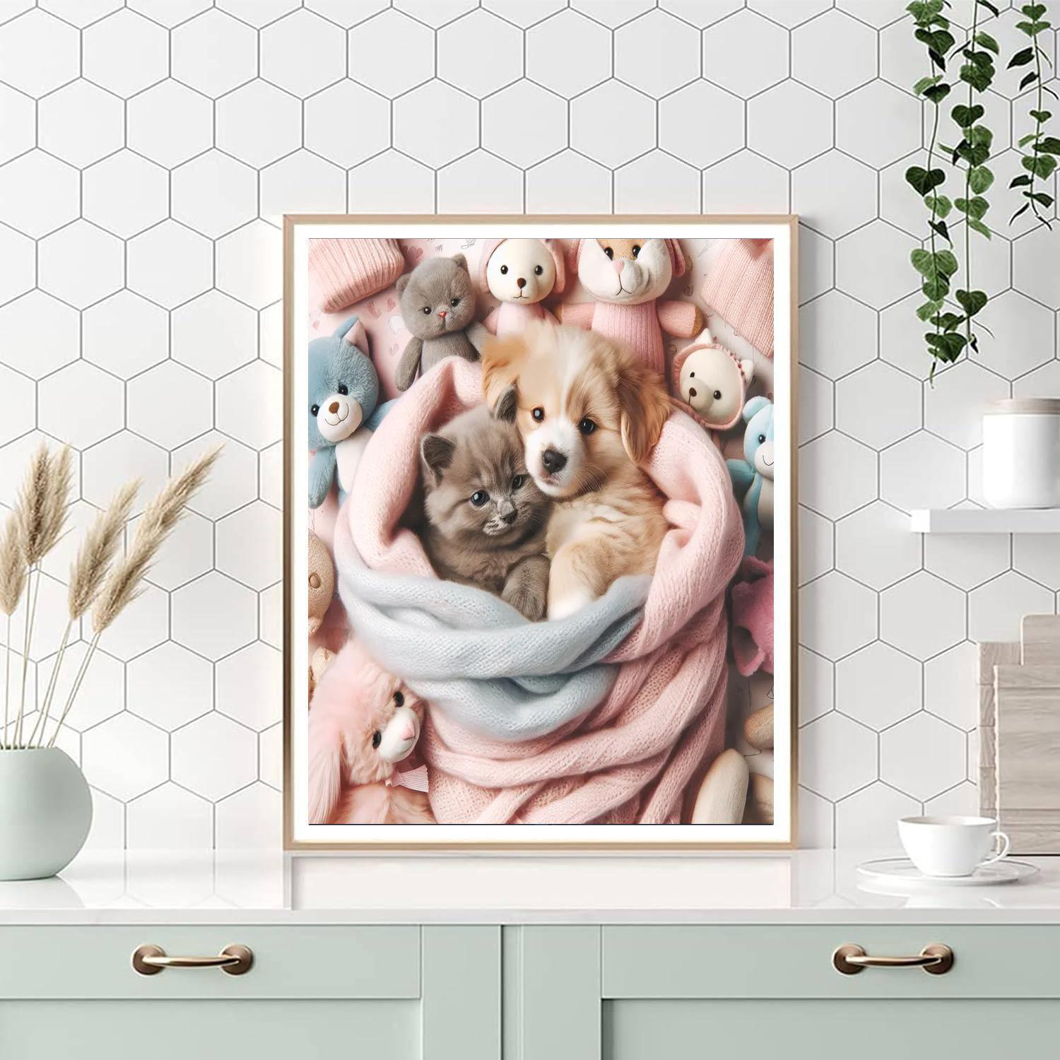Cuddle Time With Pets Numbered Painting Kits