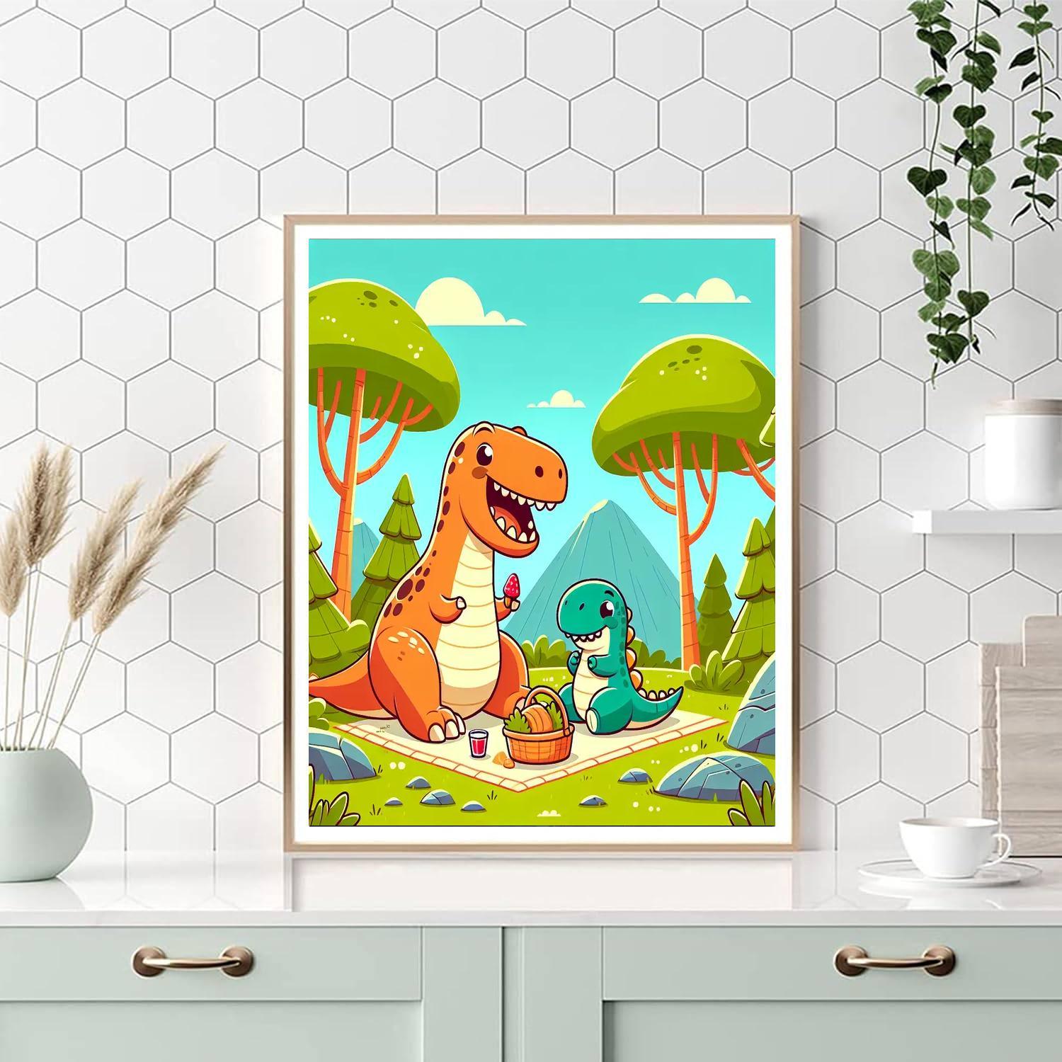 Funny Dino Family Painting By Numbers Kit