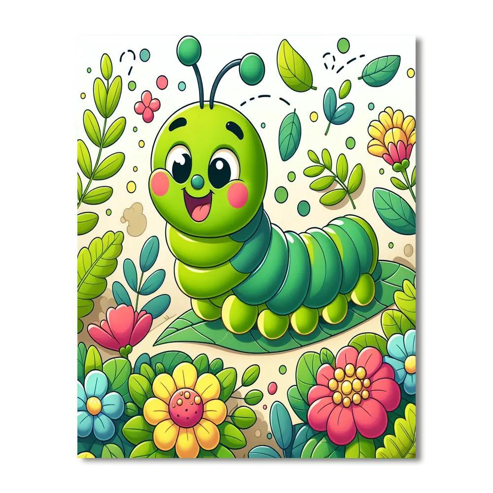 Silly Caterpillar Buddy DIY Paint By Numbers