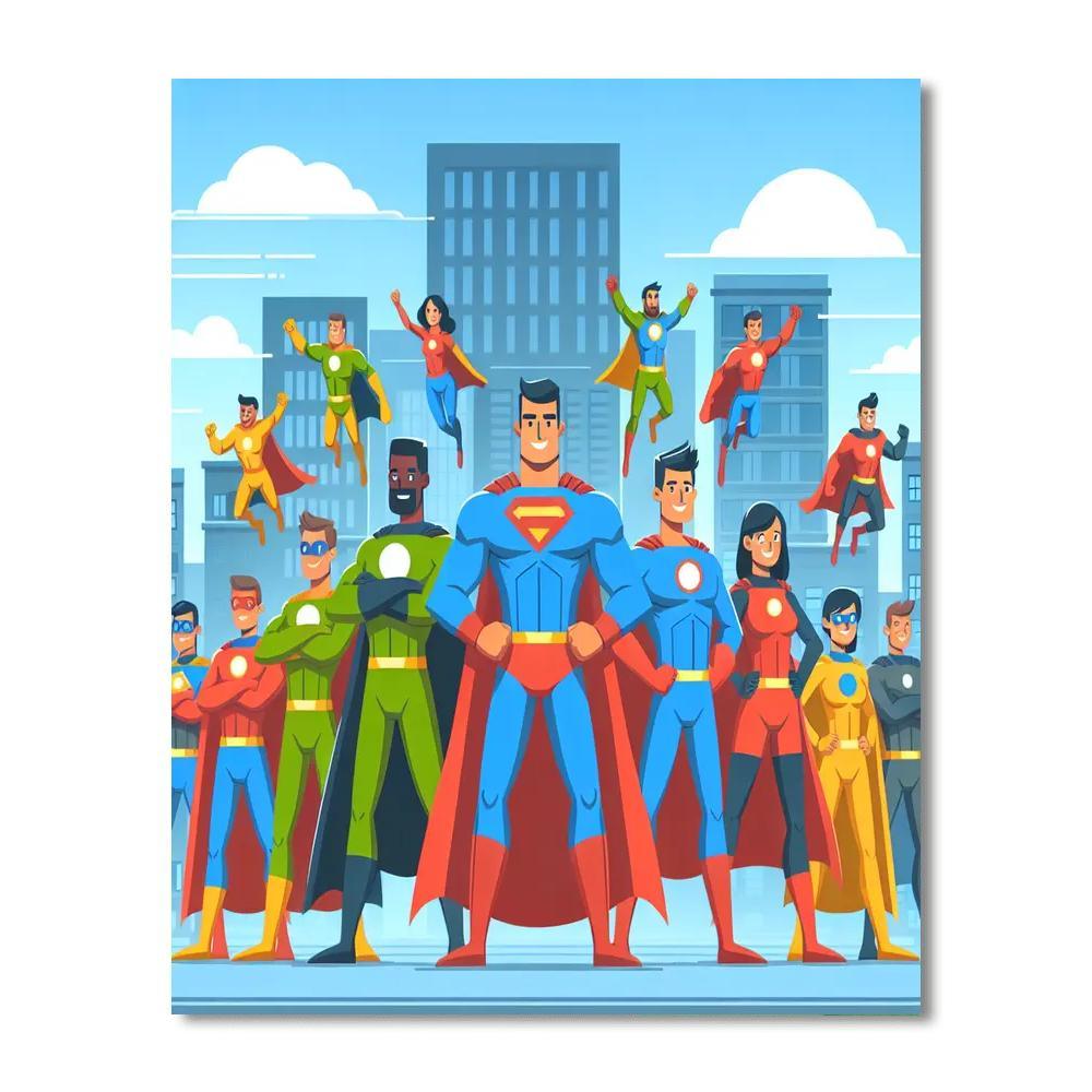 Superhero City Protectors Number Painting