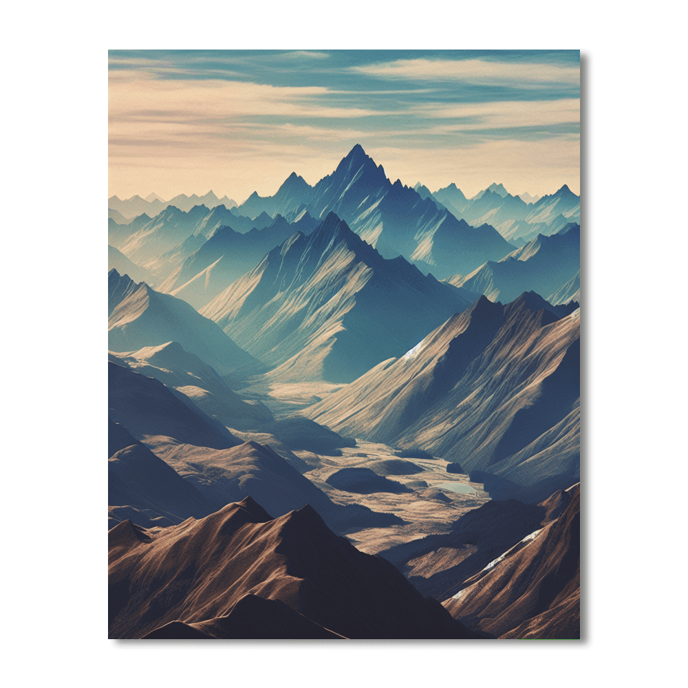 Ethereal Mountain Vista Number Painting