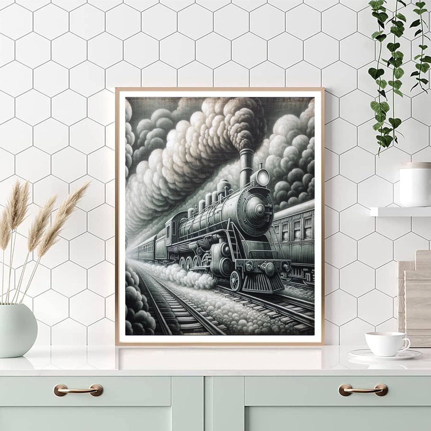 Vintage Steam Train Adventure Painting Number Kit