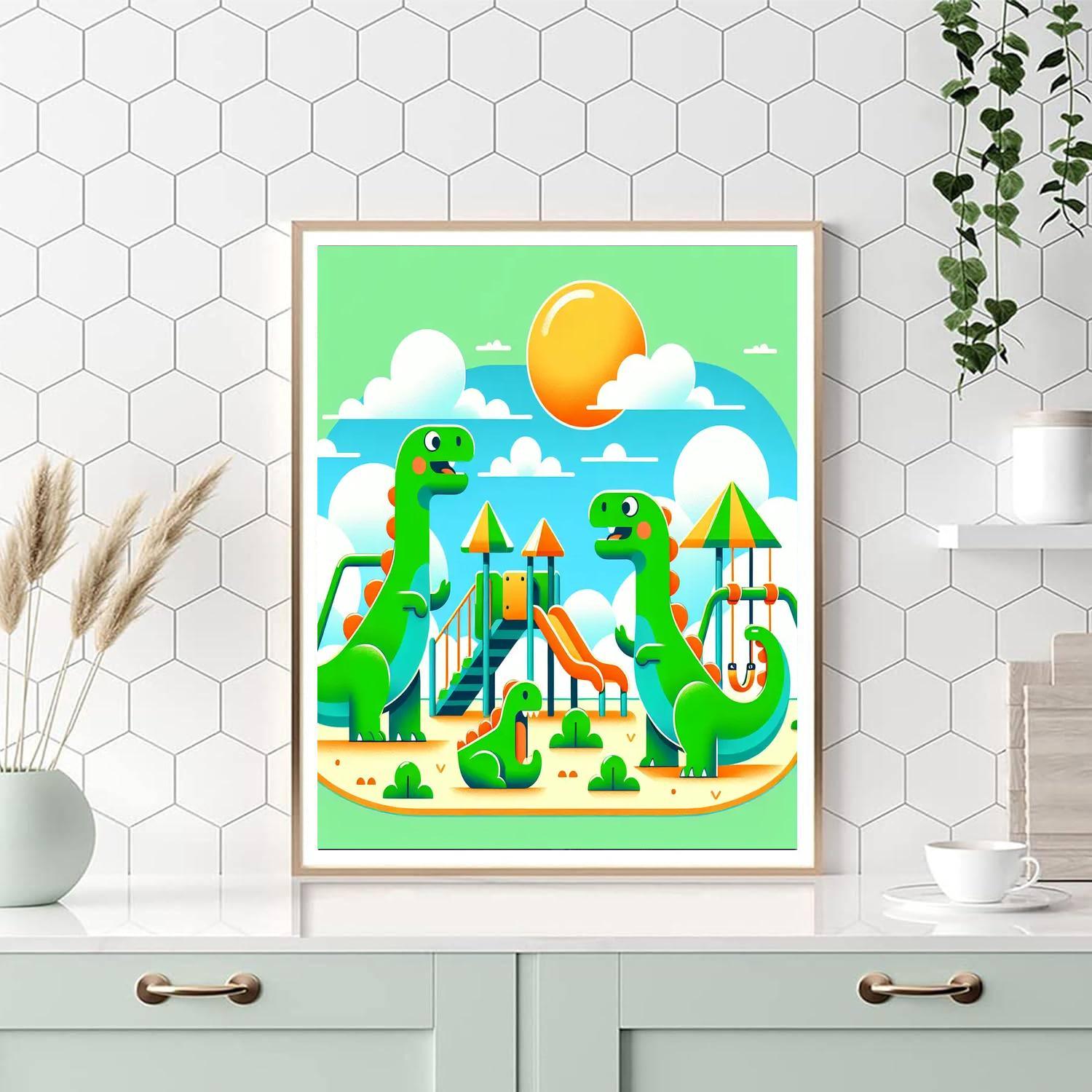 Funky Dinosaur Playground Paint By Numbers Kits