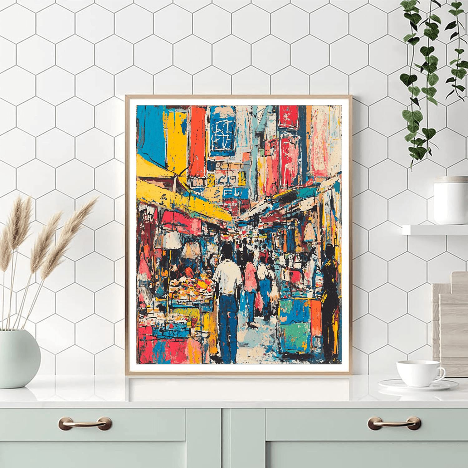 Basquiat Inspired Colorful Street Markets  Number Painting
