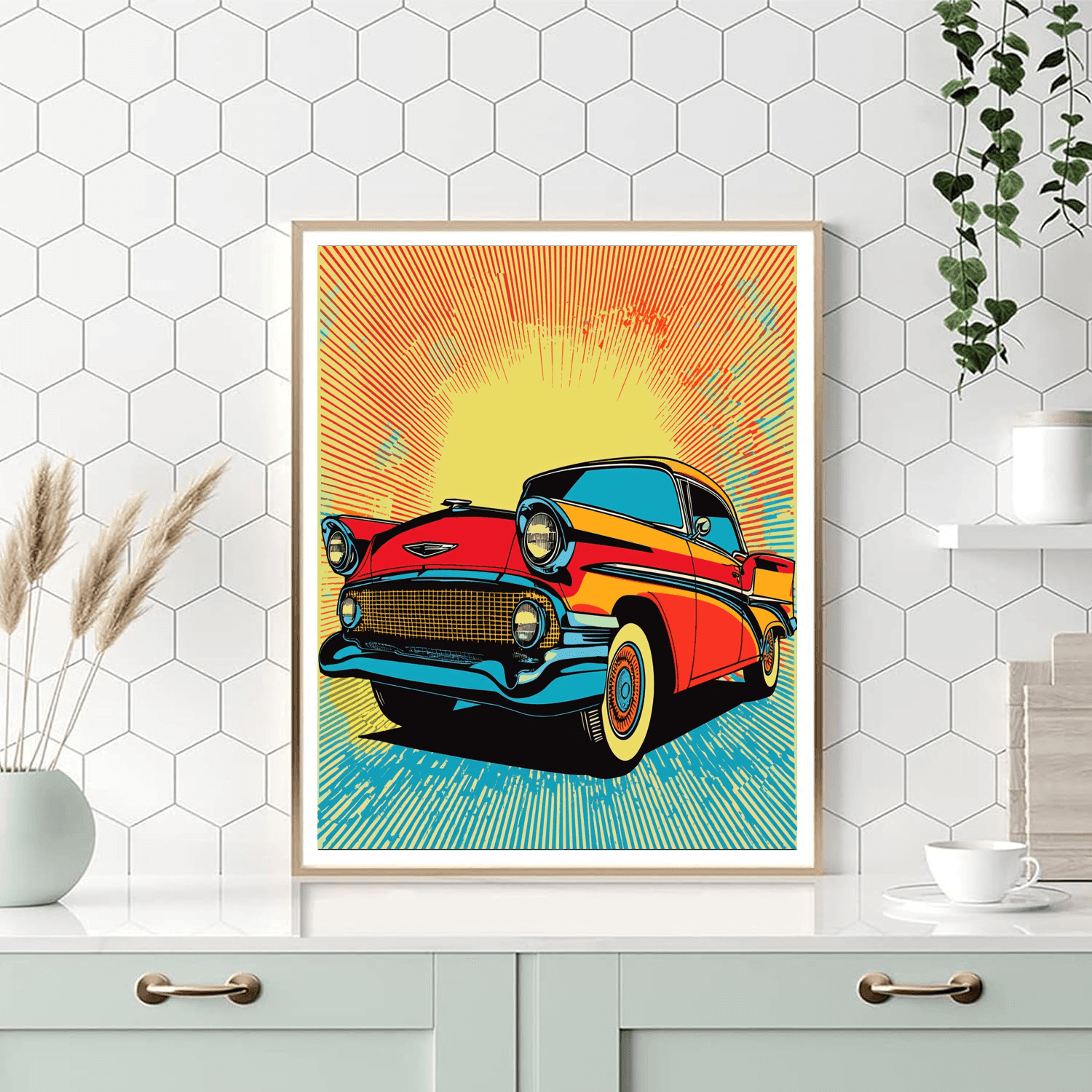 Roy Lichtenstein Inspired The Vintage Car Parade  Paint By Numbers Art