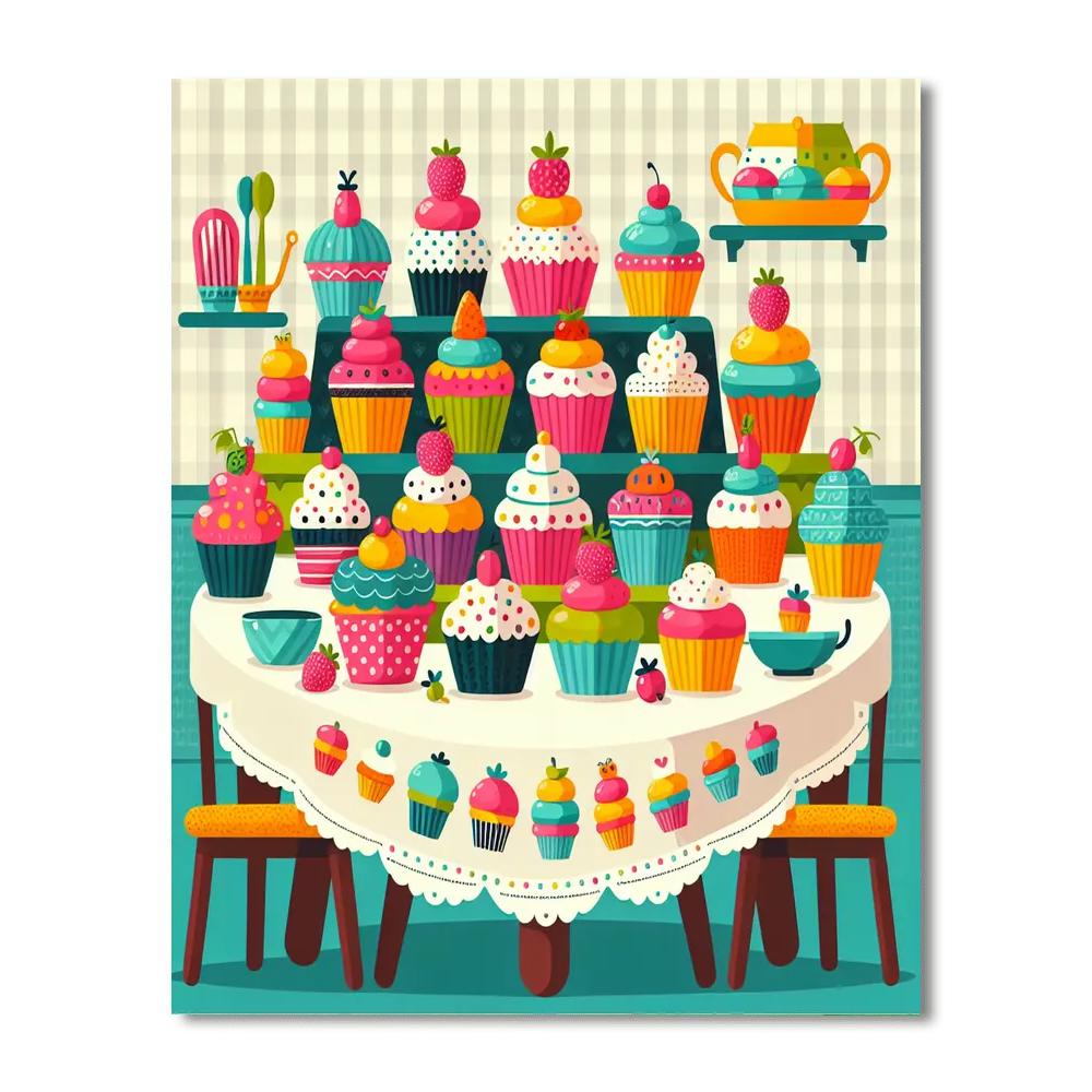 Cute Cupcakes Number Painting