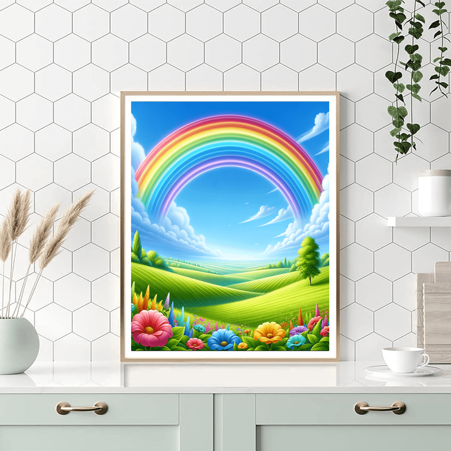 Joyful Rainbow Landscape Paint By Number
