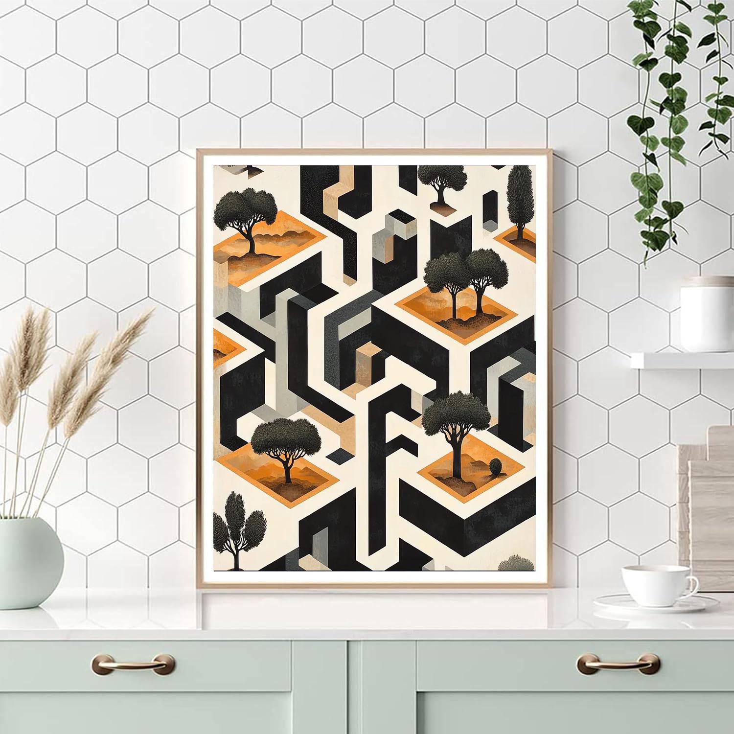 M.C. Escher Inspired Geometric Symphony  Paint By Number