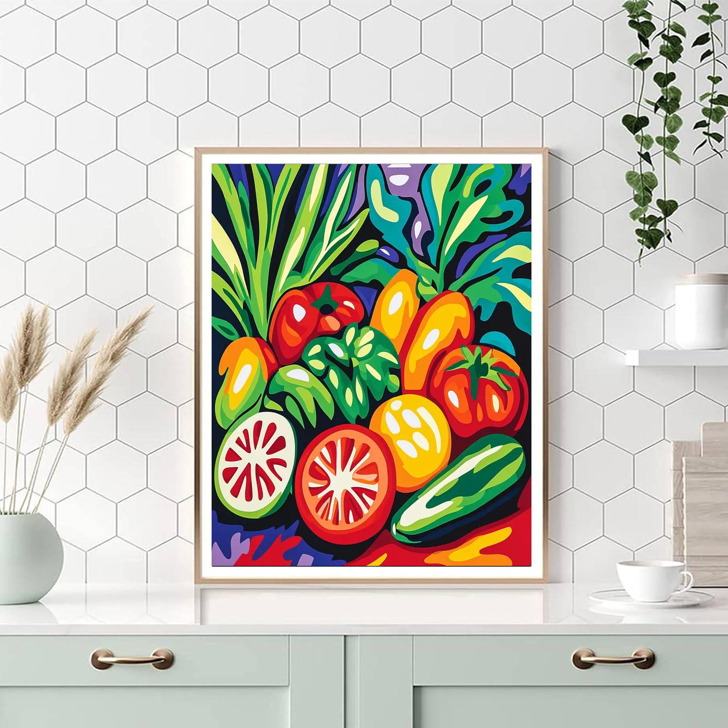 Henri Matisse Inspired Vegetable Medley Delight  Number Painting